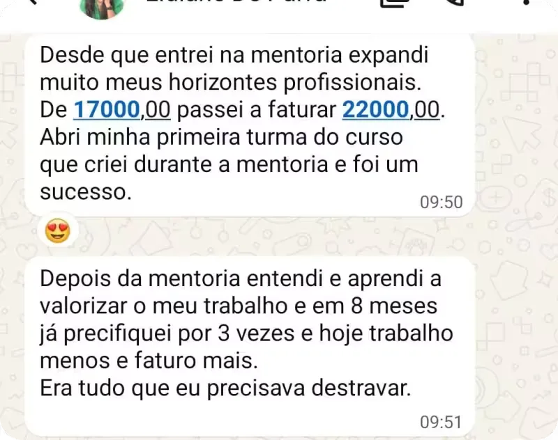 Mensagem de aluna