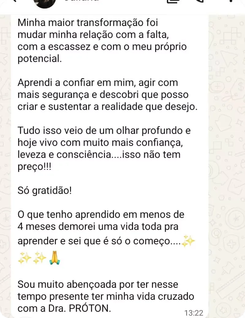 Mensagem de aluna